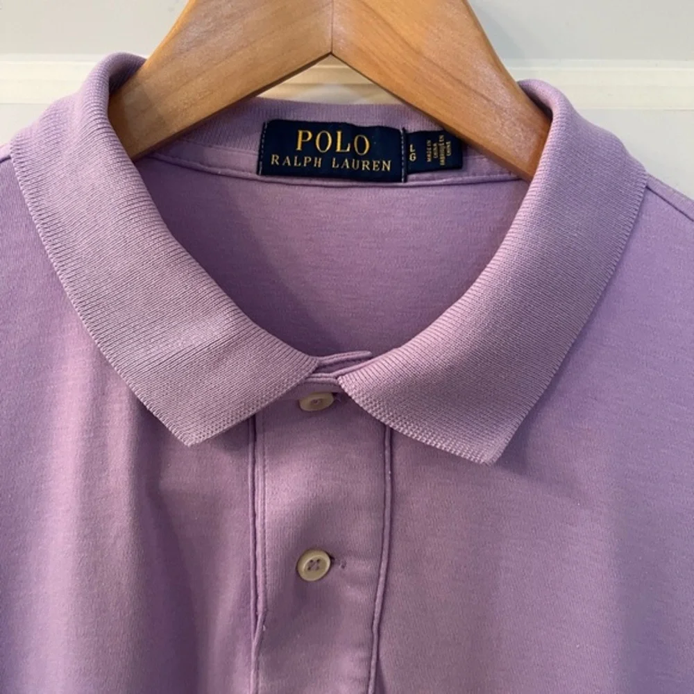 Polo Ralph Lauren Mens Purple Short Sleeve Polo Shirt Pony Logo Golf Preppy L‎